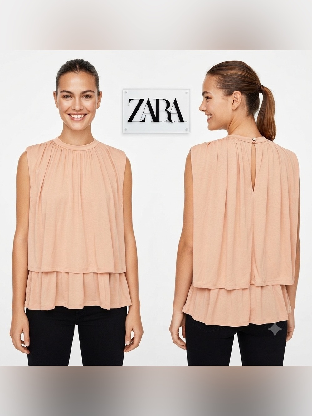 Zara Cape Draping Lyocell Blouse NWT Large